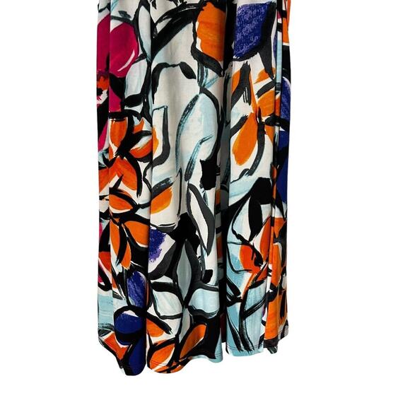 Lauren Ralph Lauren Dress Size 2 Colorful Bold Floral Print Tie Waist Jersey - Picture 4 of 12